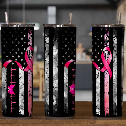 Pink Ribbon Awareness Skinny Tumbler Sublimation Print
