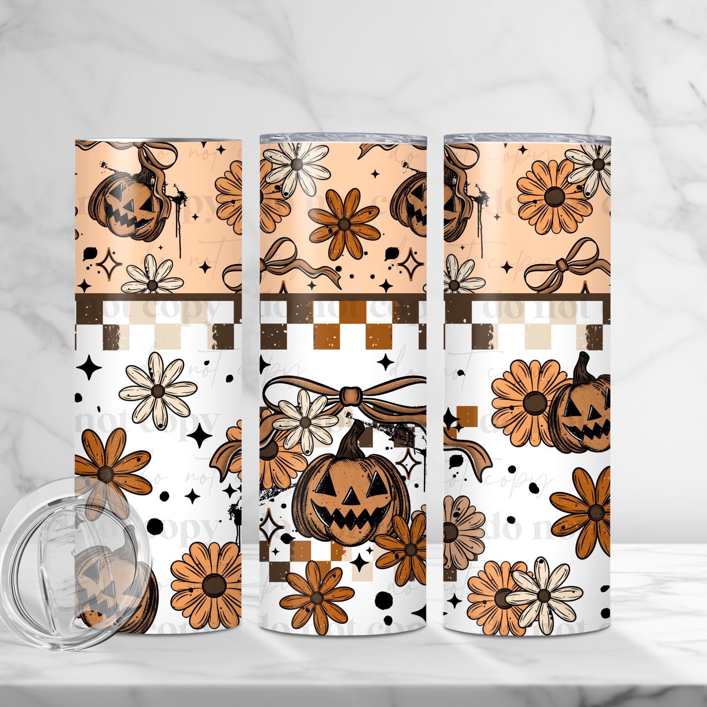 Pumpkin Florals 20oz Skinny Tumbler Sublimation Print