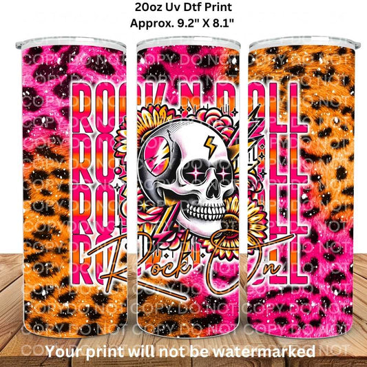 Rock N Roll 20oz Skinny Tumbler Sublimation Print