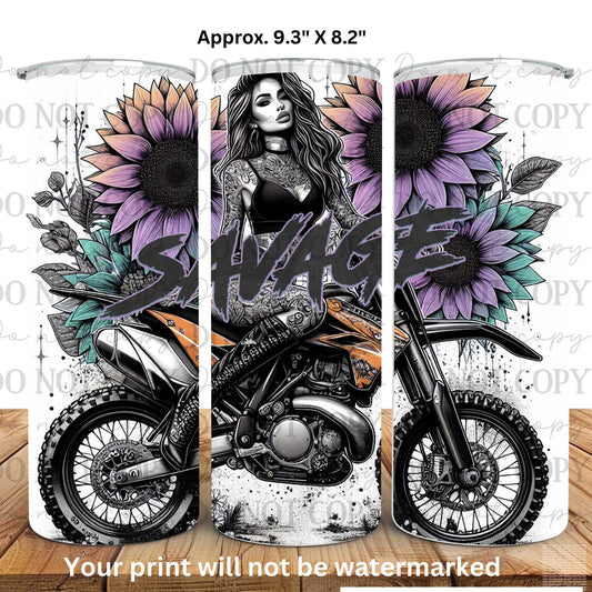 Savage 20oz Skinny Tumbler Sublimation Print