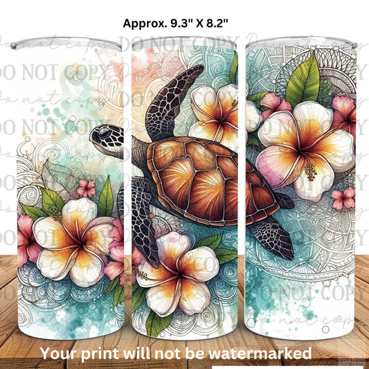 Sea Turtle 20oz Skinny Tumbler Sublimation Print