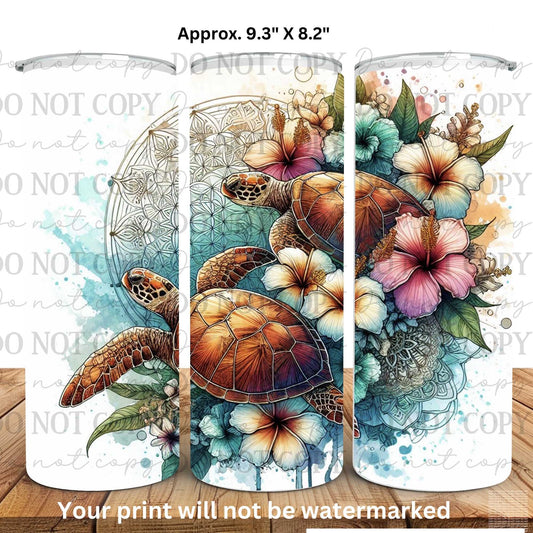 Sea Turtles 20oz Skinny Tumbler Sublimation Print