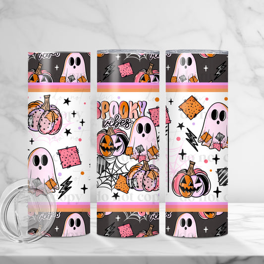 Spooky Vibes Ghosties 20oz Skinny Tumbler Sublimation Print
