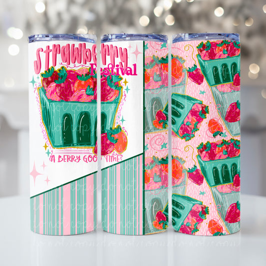 Strawberry Festival 20oz Skinny Tumbler Sublimation Print