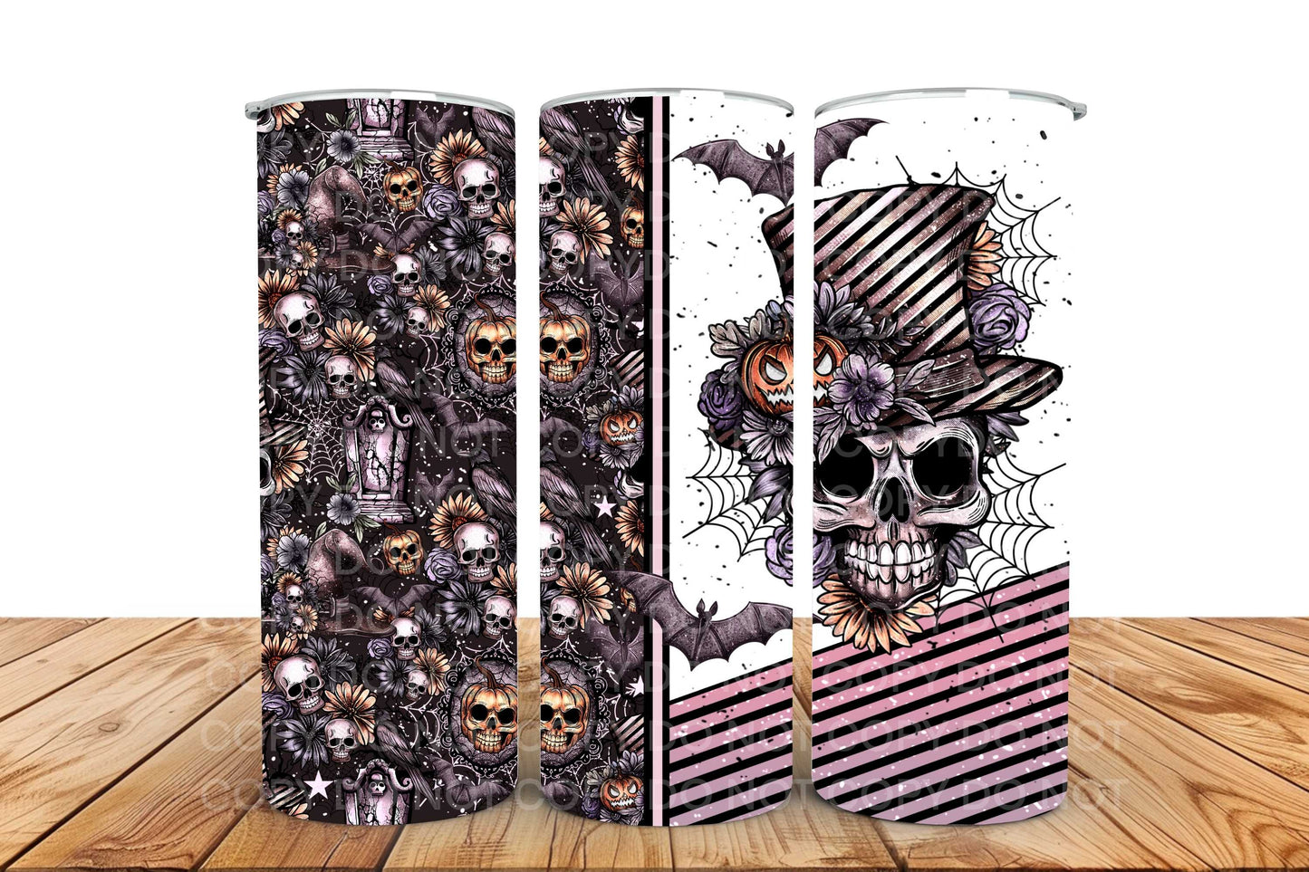 Top Hat Wearing Skull 20oz Skinny Tumbler Sublimation Print