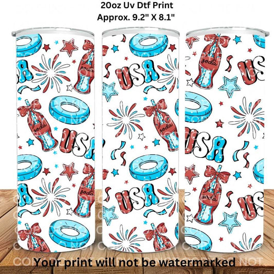 USA Soda 20oz Skinny Tumbler Sublimation Print