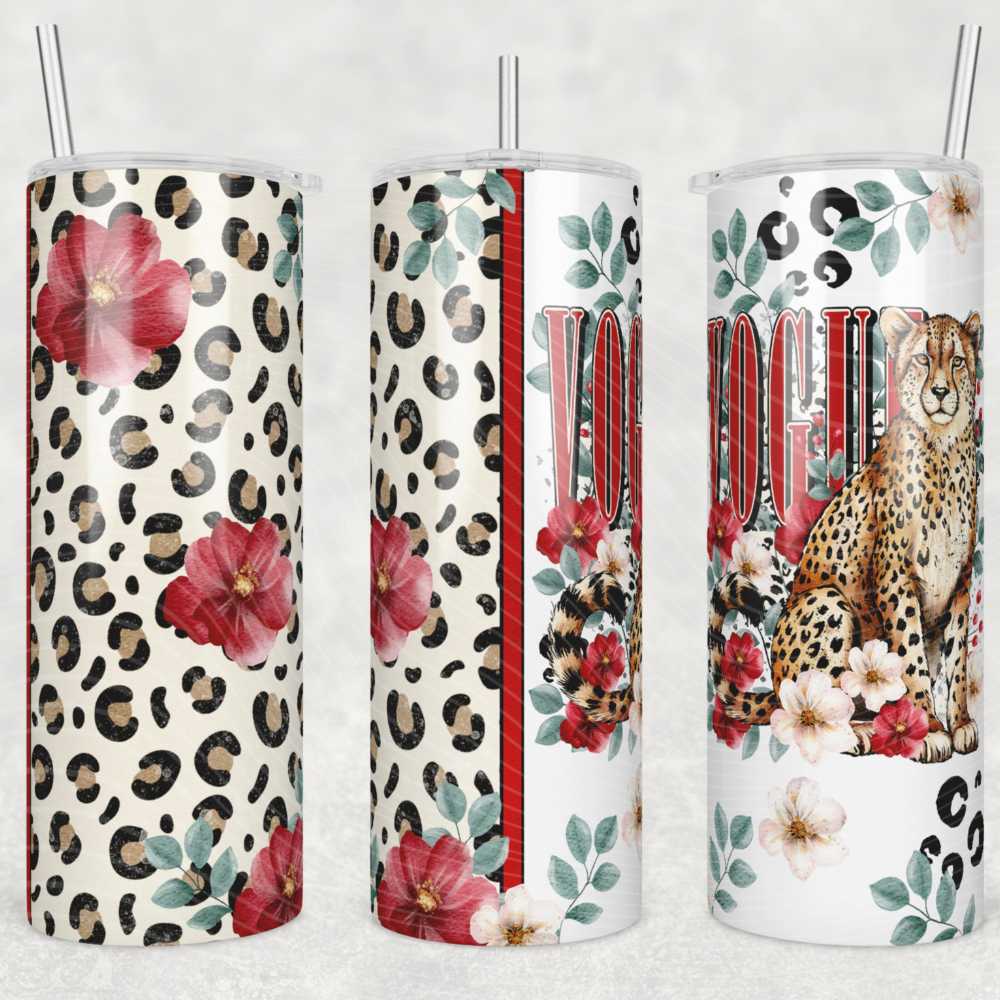 Vogue Cheetah Skinny Tumbler Sublimation Print