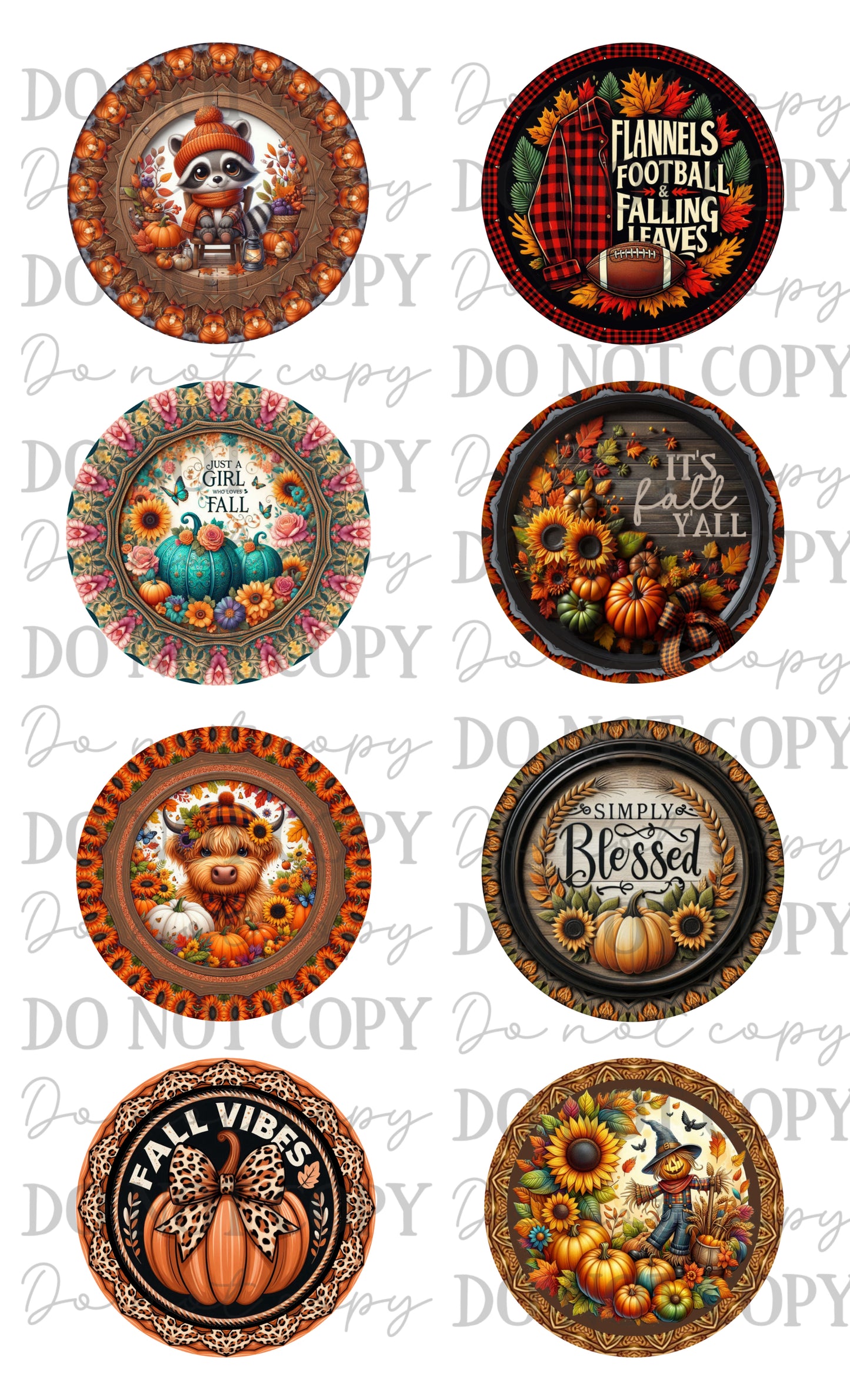 Assorted Fall Car Coasters Sublimation Print