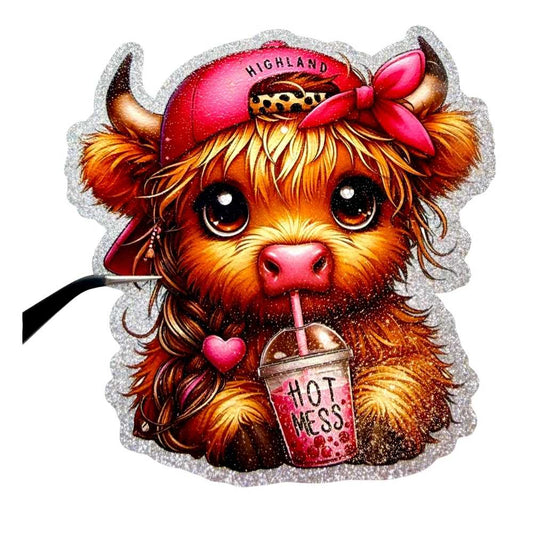 UV DTF Glitter Stickers | 3.5"–4" Textured Finish on Sparkly Silver Background – Waterproof Durable Decals for Tumblers, Laptops & More