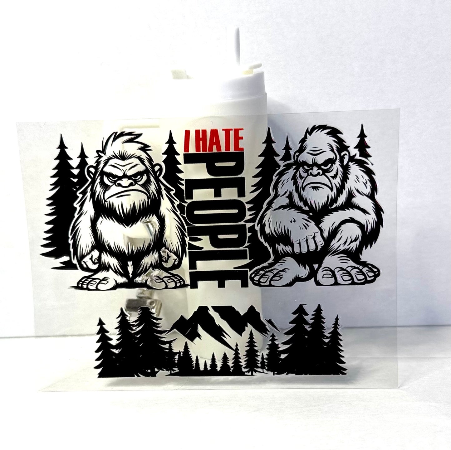 Sasquatch I Hate People Mini Tumbler Keychain Uv Dtf Wraps Top & Bottom Set