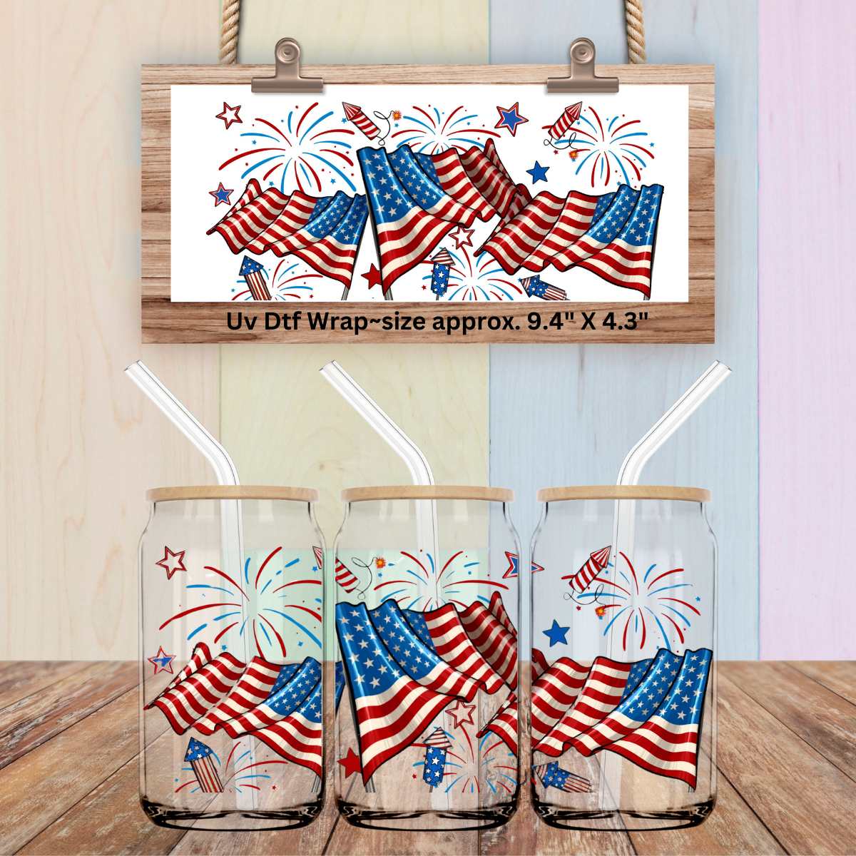 Uv Dtf  Wrap American Flags | Red White & Blue | Patriotic | 4th of July