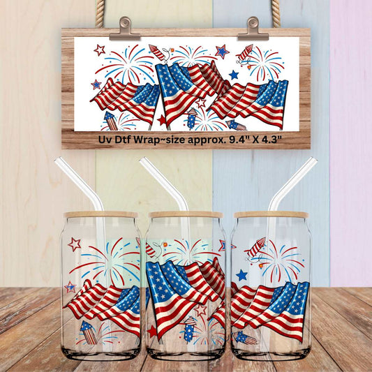 Uv Dtf  Wrap American Flags | Red White & Blue | Patriotic | 4th of July