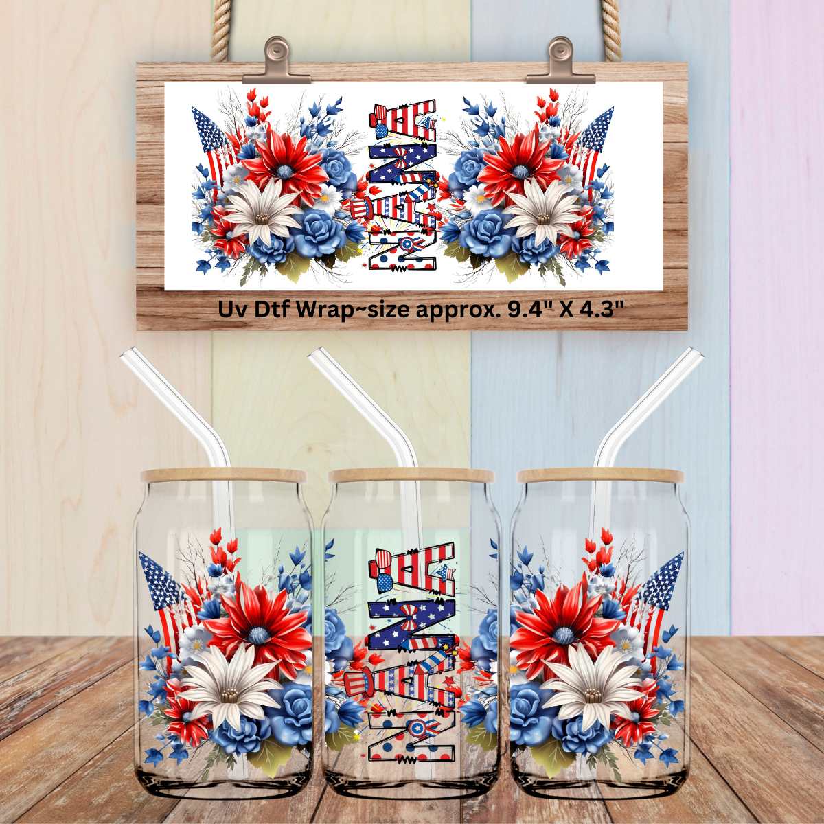 Uv Dtf  Wrap Nana | Red White & Blue | Patriotic | 4th of July