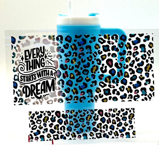 Everything Starts With A Dream Mini Tumbler Keychain Uv Dtf Wraps Top & Bottom Set