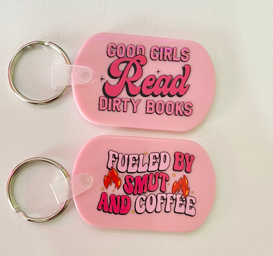 Set of 2 Uv Dtf Key Chain Decals | Fueled By Smut | Girls Read Dirty Books