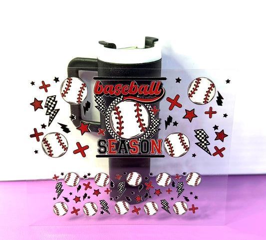 Baseball  Season Mini Tumbler Keychain Uv Dtf Wraps Top & Bottom Set