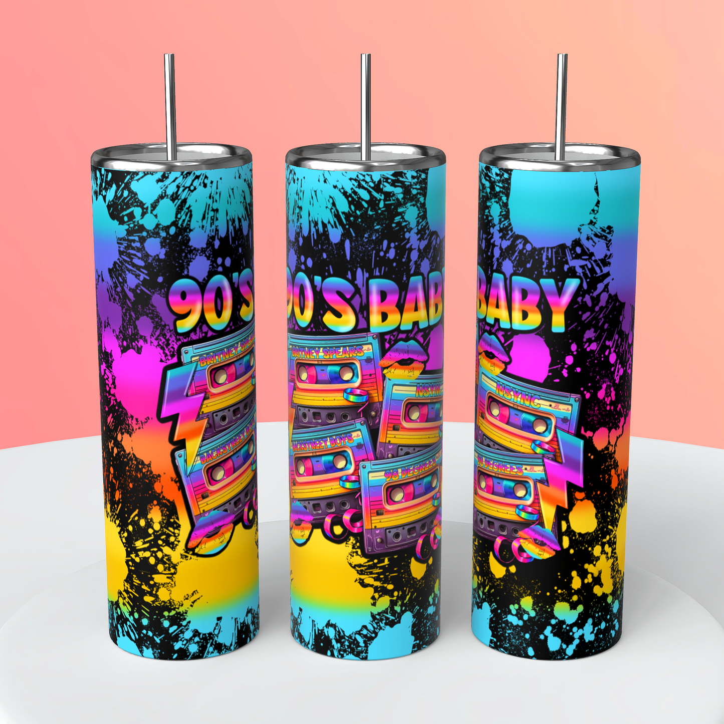 90's Baby 20oz Skinny Tumbler Sublimation Print