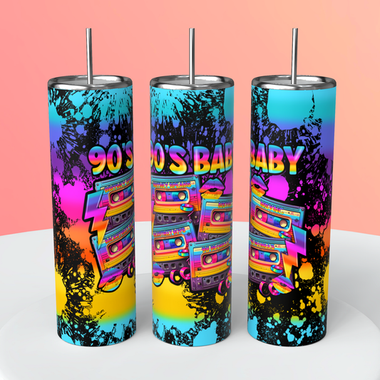 90's Baby 20oz Skinny Tumbler Sublimation Print