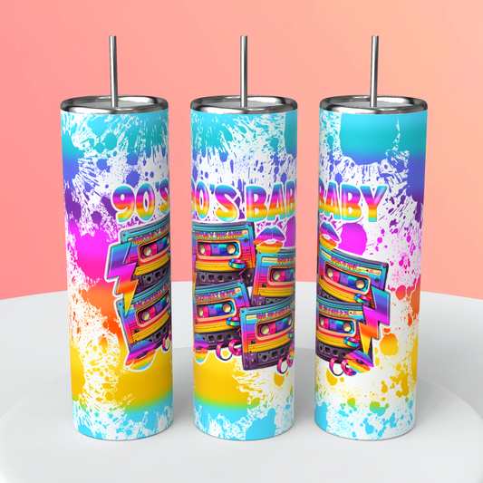 90's Baby 20oz Skinny Tumbler Sublimation Print