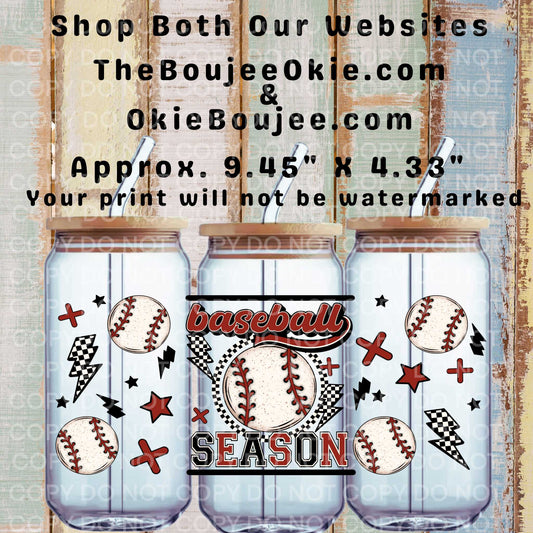 Baseball Season Double-Sided UV DTF Cup Tumbler Wrap