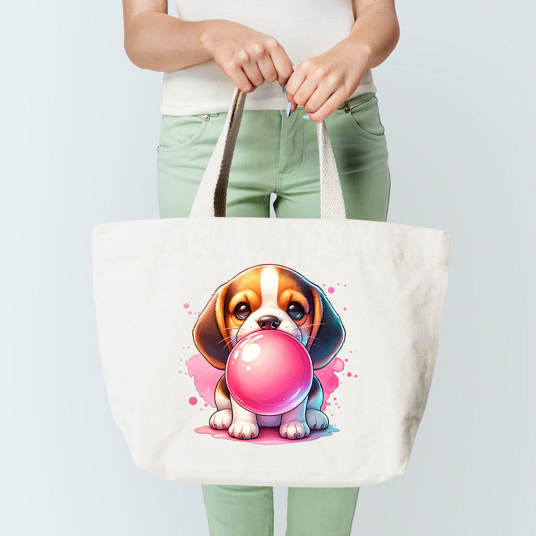 Beagle Puppy Bubblegum Tote Bag Sublimation Print