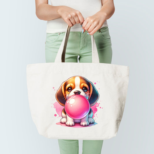 Beagle Puppy Bubblegum Tote Bag Sublimation Print