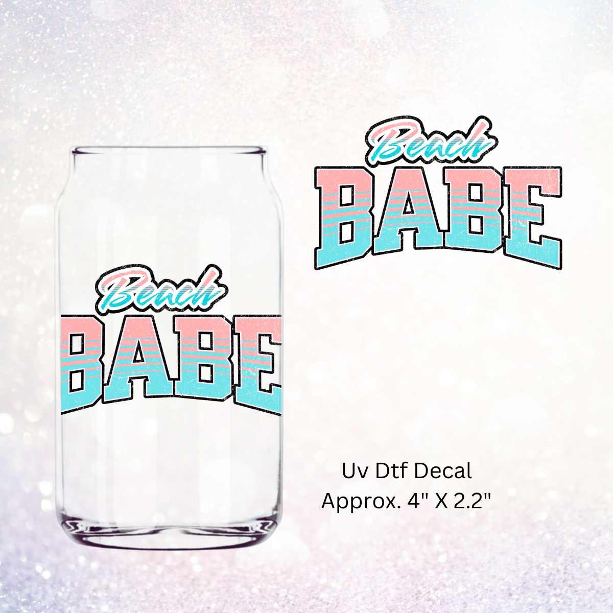 Uv Dtf Decal Distressed Beach Babe