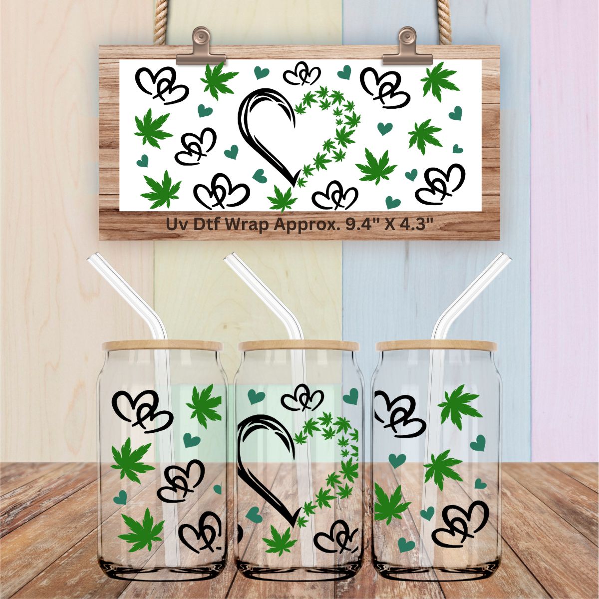 Uv Dtf Wrap MJ Flower & Hearts 420 Design