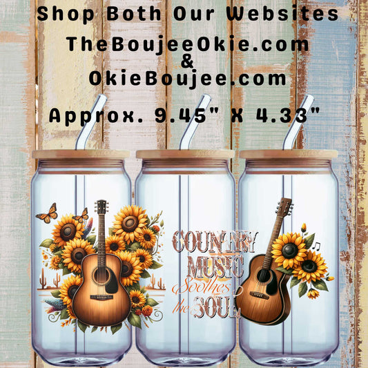 Country Music Soothes My Soul Double Sided Uv Dtf Wrap