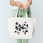 Cow Print Black & White Bow Tote Bag Sublimation Print Version 2