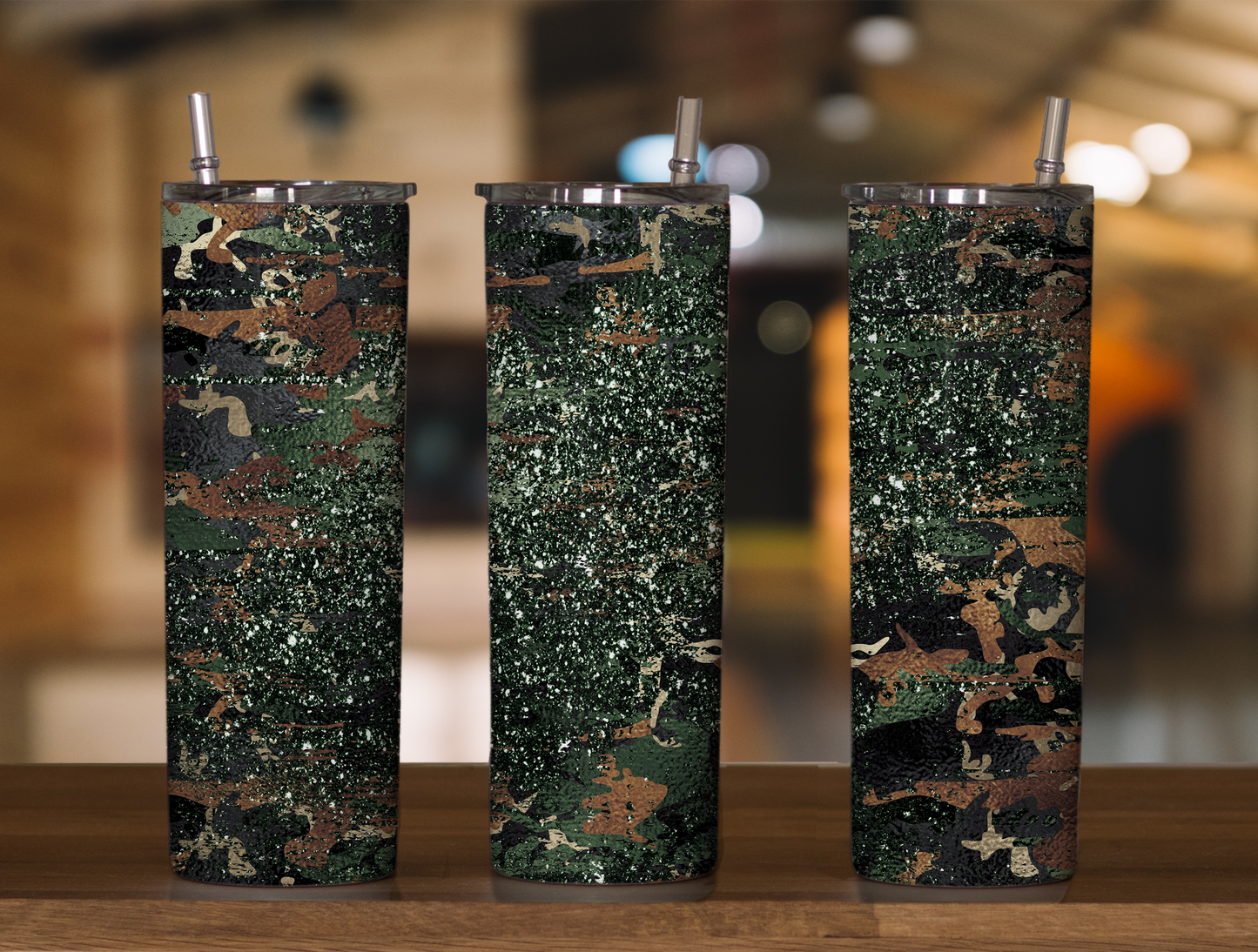 Camo Glitter 1 20oz Skinny Tumbler Sublimation Print