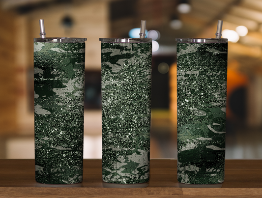 Camo Glitter 2 20oz Skinny Tumbler Sublimation Print