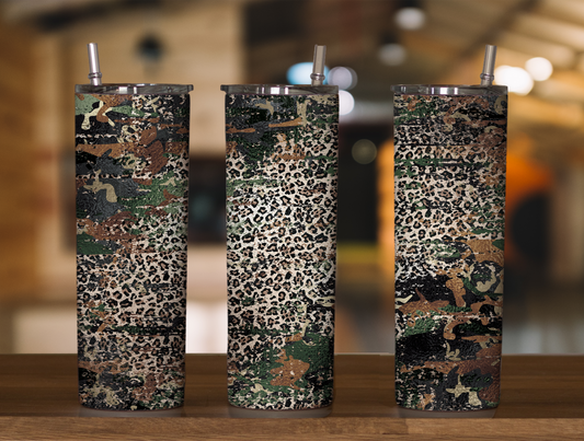 Camo Leopard Skinny Tumbler Sublimation Print