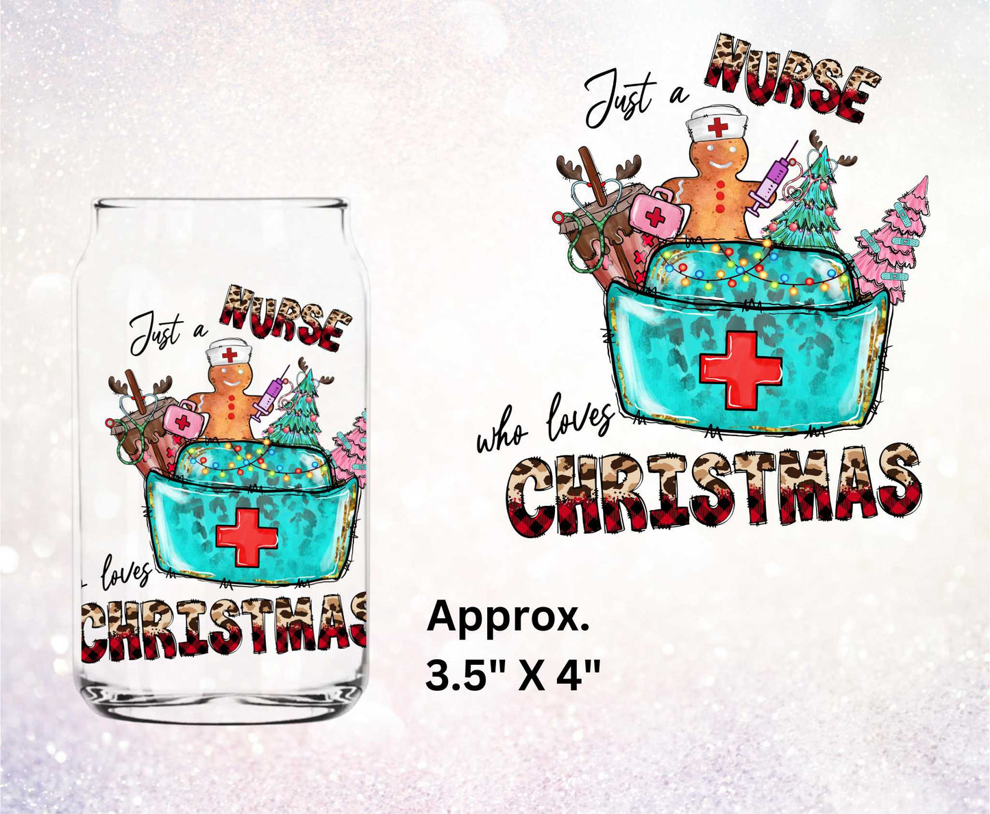 Just A Nurse Who Loves Christmas Double-Sided UV DTF Decal