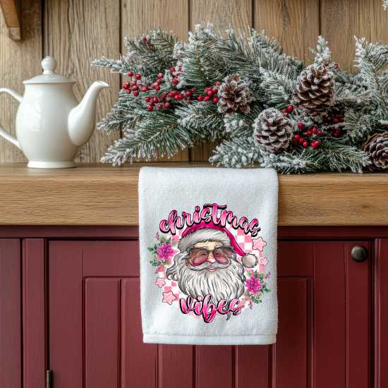 Christmas Vibes Santa Towel Sublimation Print