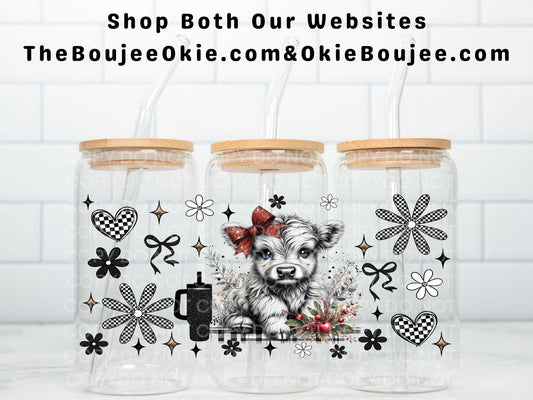 Cute Christmas Baby Highland Cow Uv Dtf Wrap