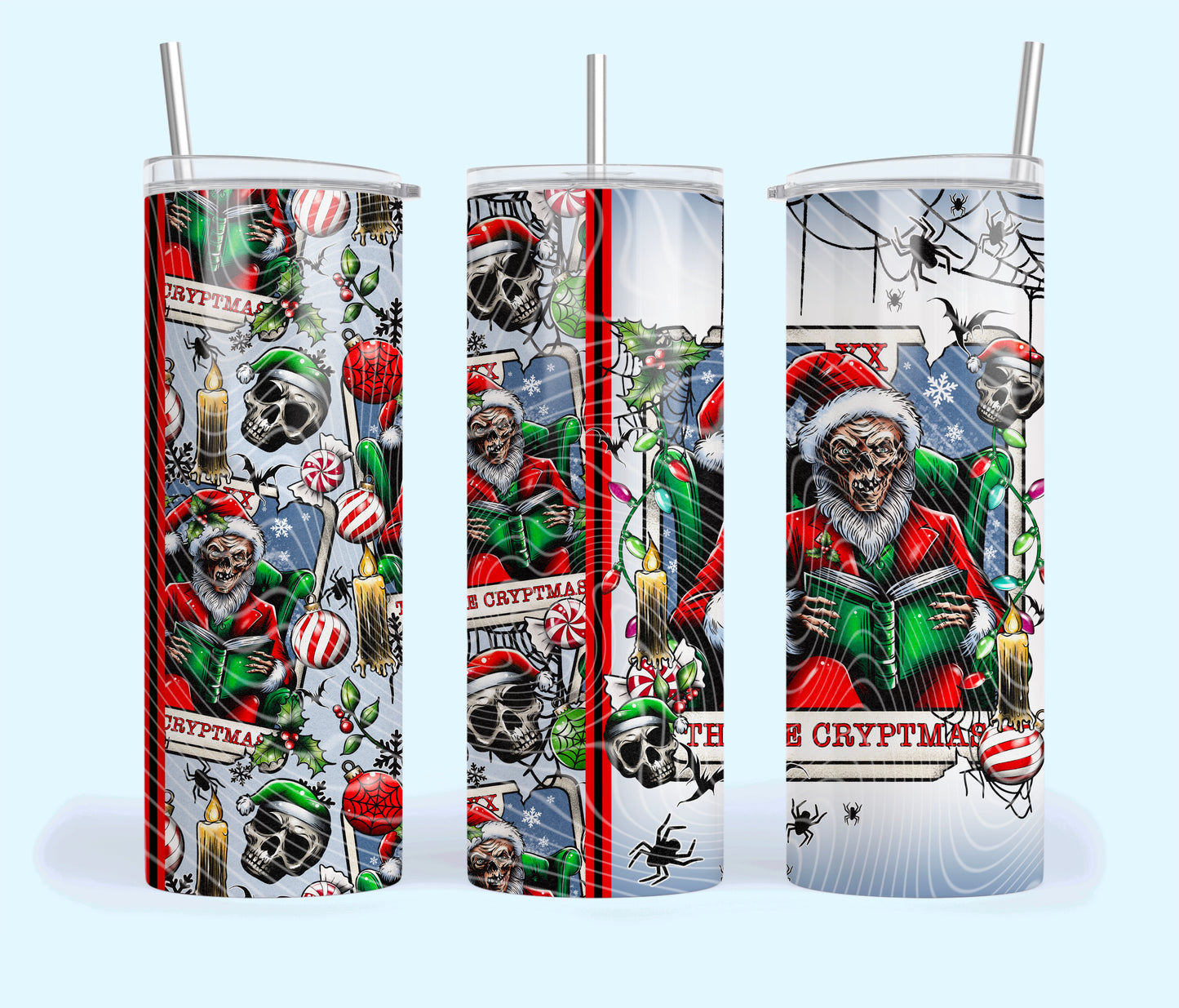 Cryptmas Creepy Christmas Tarot Card 20oz Skinny Tumbler Sublimation Print