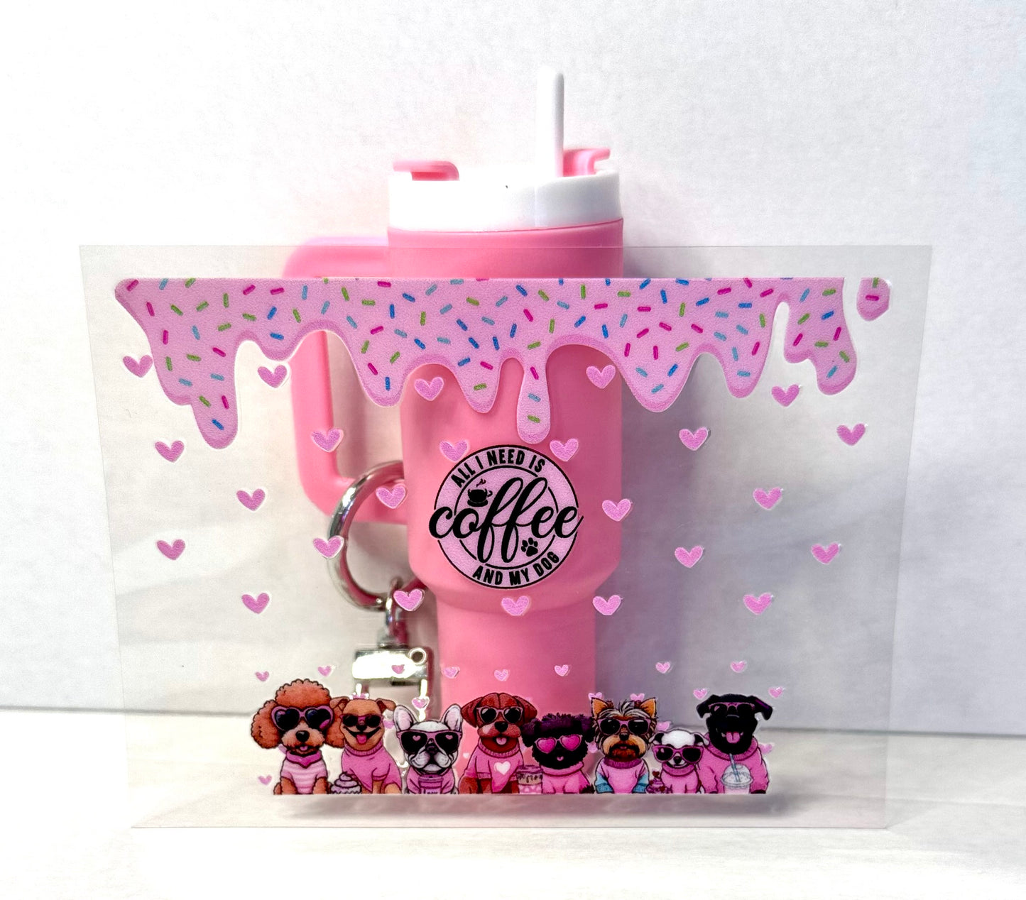 Coffee And My Dog Mini Tumbler Keychain Uv Dtf Wraps Top & Bottom Set