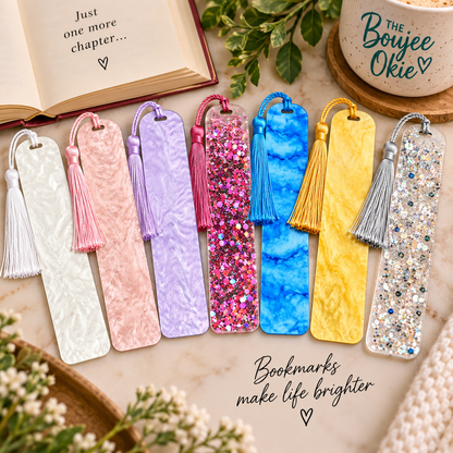 Acrylic Bookmark Blanks with Tassels – 4.7” x 1.25” Craft Blanks for UV DTF, UV Printing & Vinyl