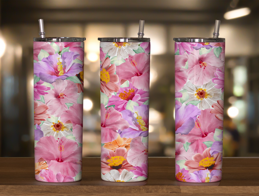 Hibiscus Flowers 20oz Skinny Tumbler Sublimation Print