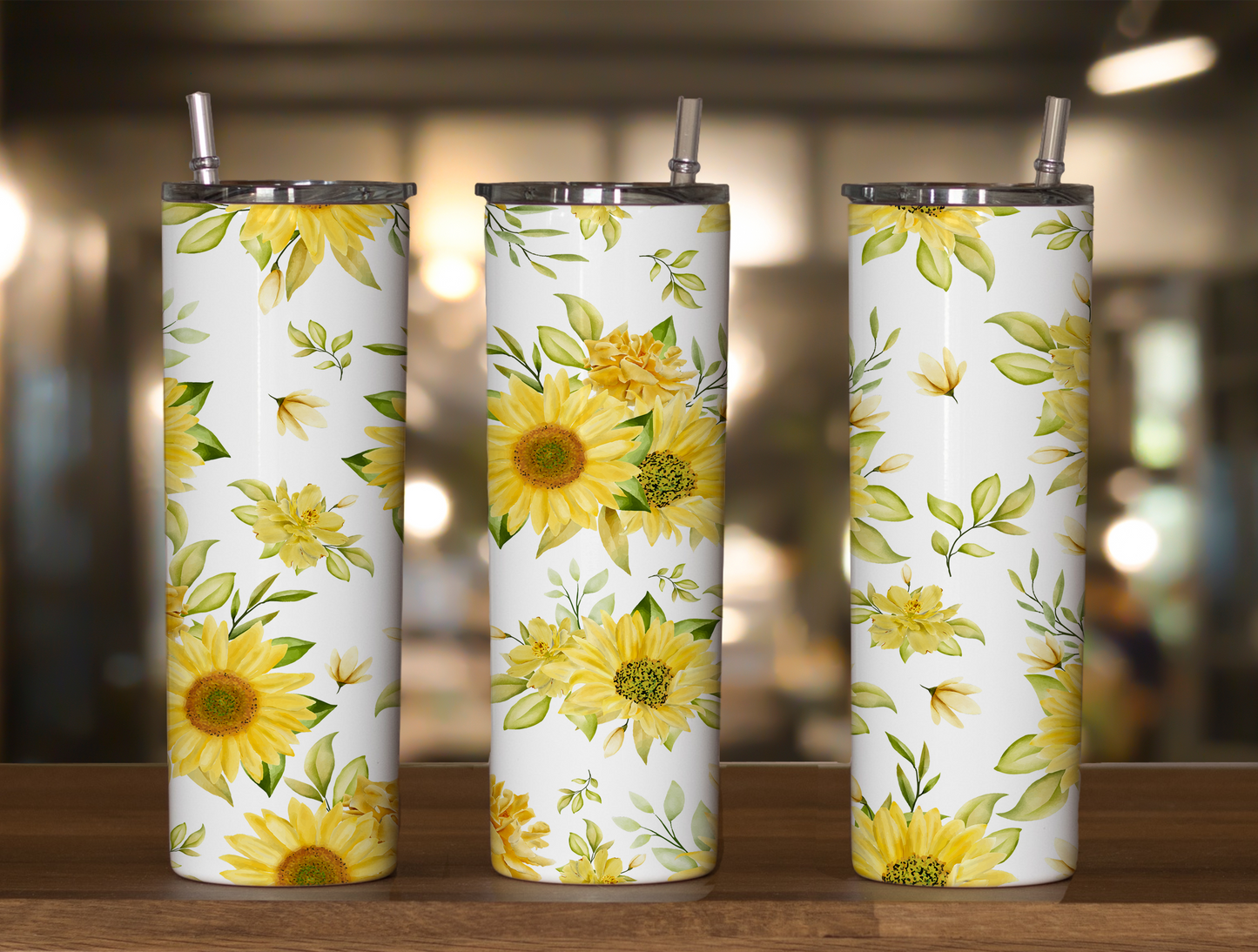 Yellow Sunflowers 20oz Skinny Tumbler Sublimation Print