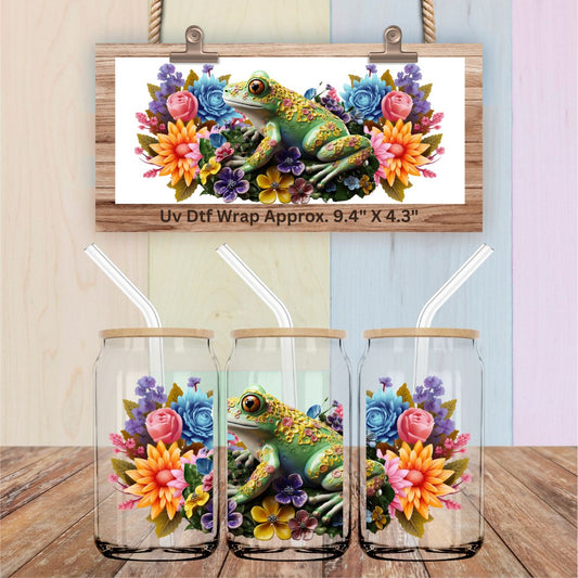 Uv Dtf Wrap 3D Floral Frog design