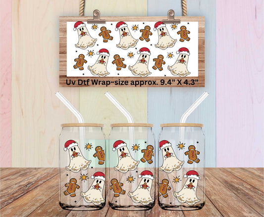 Christmas Ghosts & Gingerbread Double Sided Uv Dtf Wrap Halloween Christmas