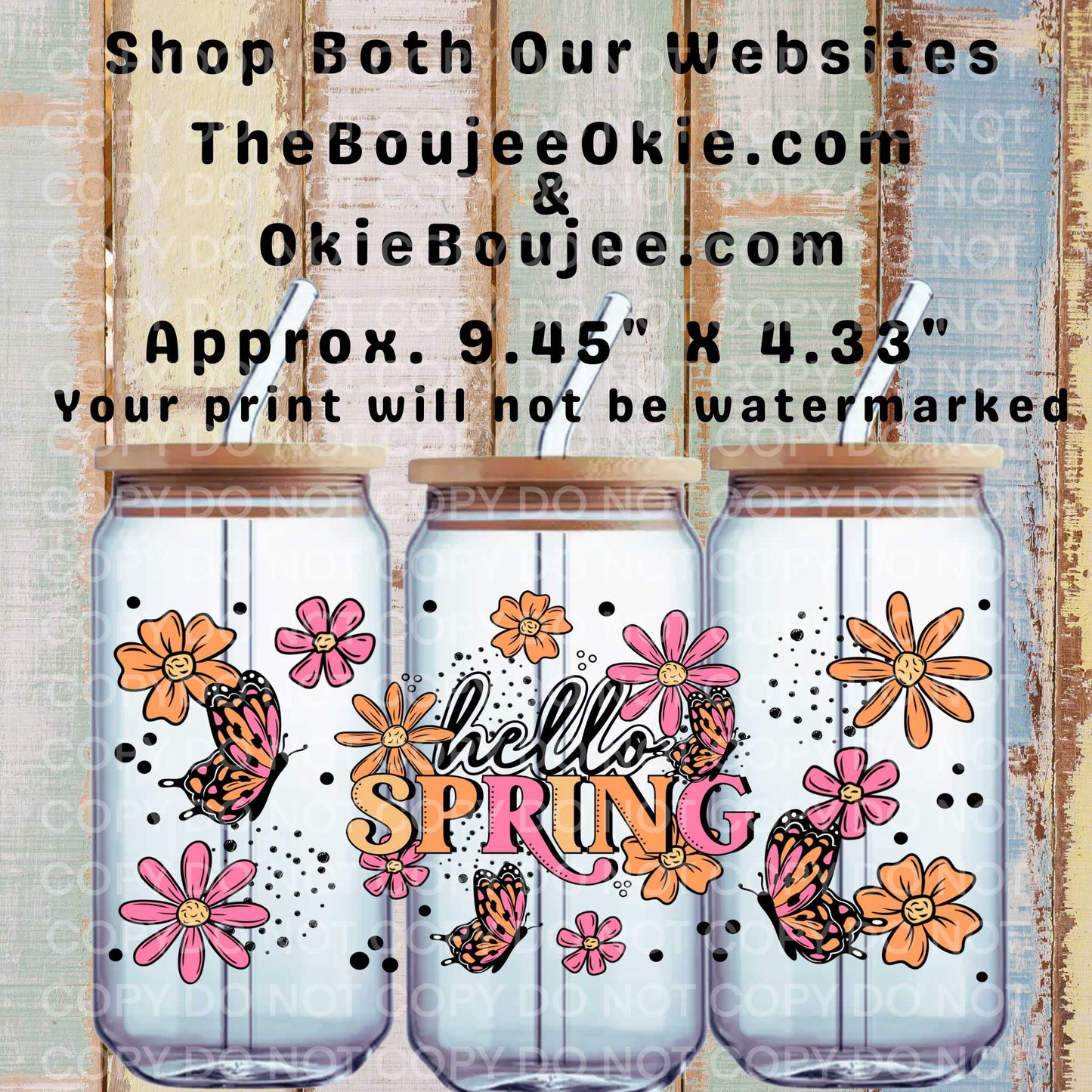 Hello Spring Double-Sided UV DTF Cup Tumbler Wrap