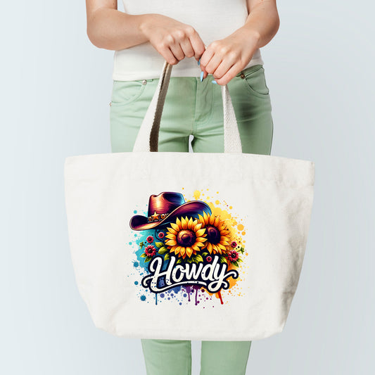Howdy Western Sunflowers Cowgirl Hat Mama Western Sunflower Tote Bag Sublimation Print