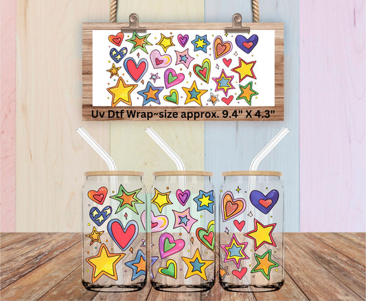 Uv Dtf Mini Gang Sheet or Wrap Hearts & Stars