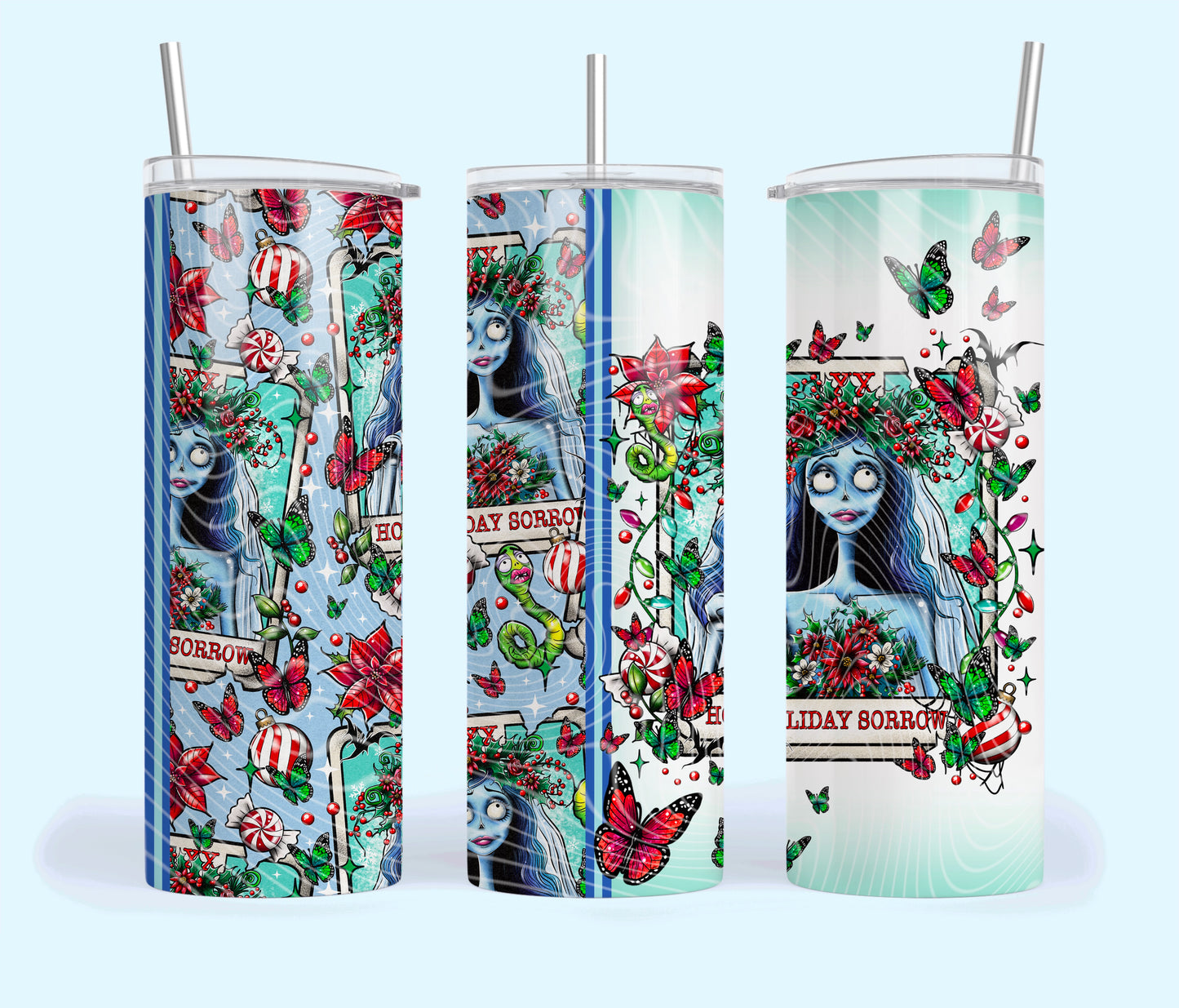 Holiday Sorrow Creepy Christmas Tarot Card 20oz Skinny Tumbler Sublimation Print