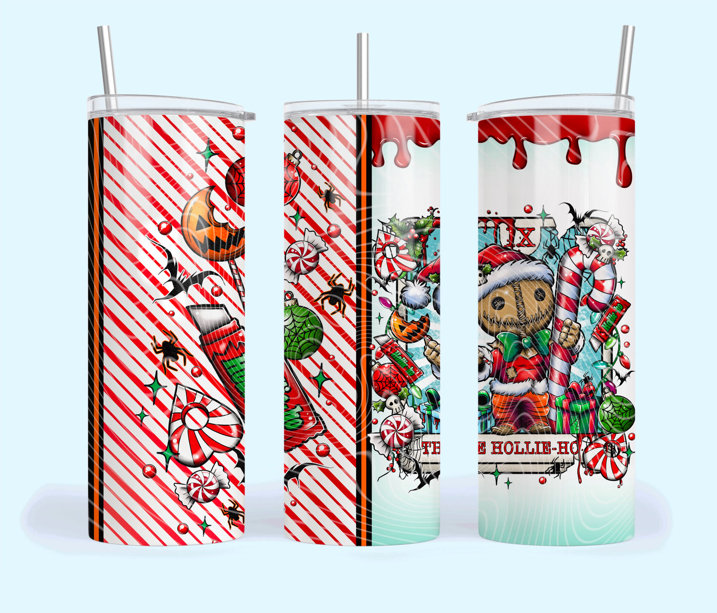 Holly Ho Creepy Christmas Tarot Card 20oz Skinny Tumbler Sublimation Print