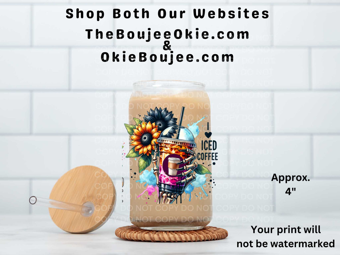 I (Heart) Iced Coffee Double-Sided UV DTF Decal