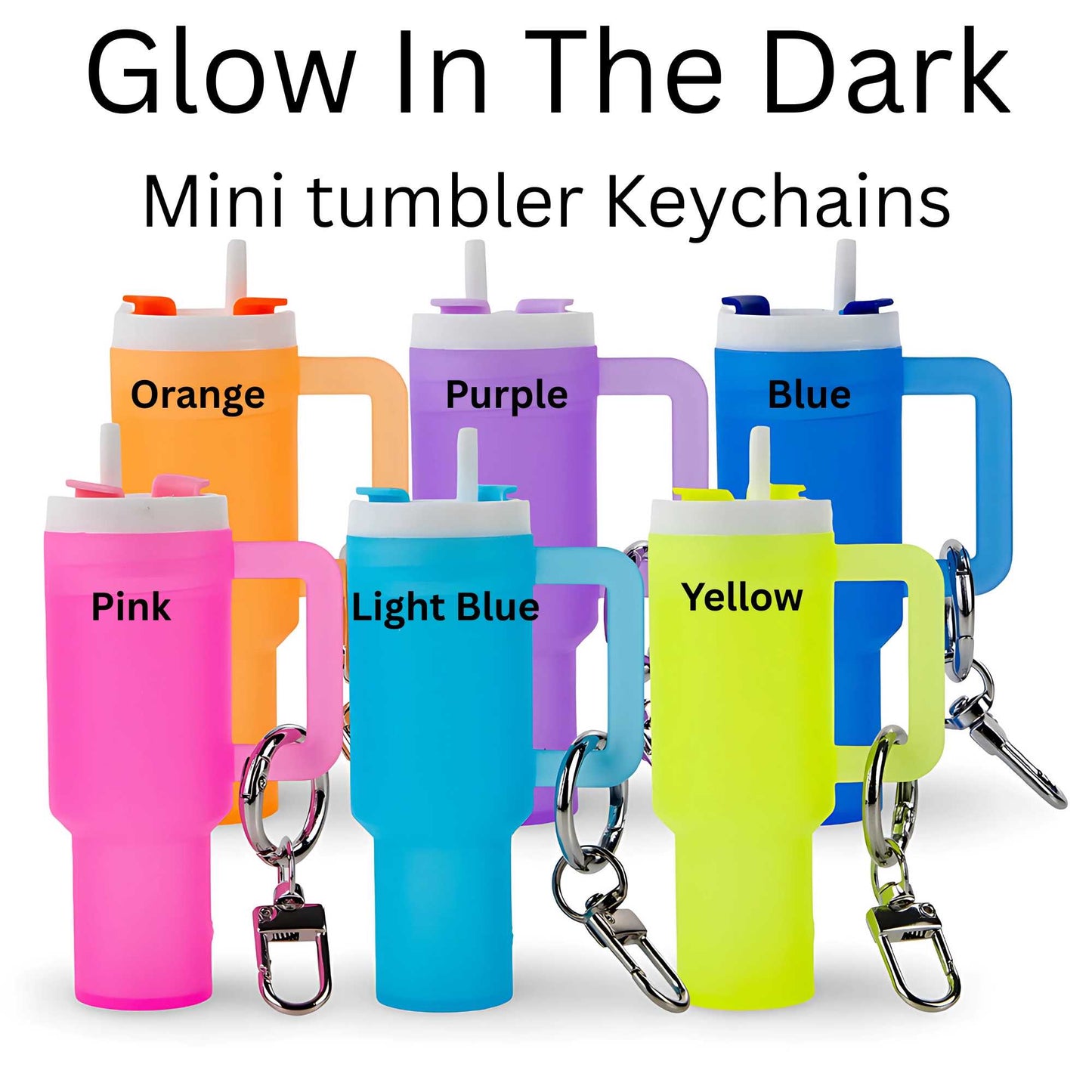 Mini Tumbler Keychain Assorted Colors Glow In The Dark & Regular Colors